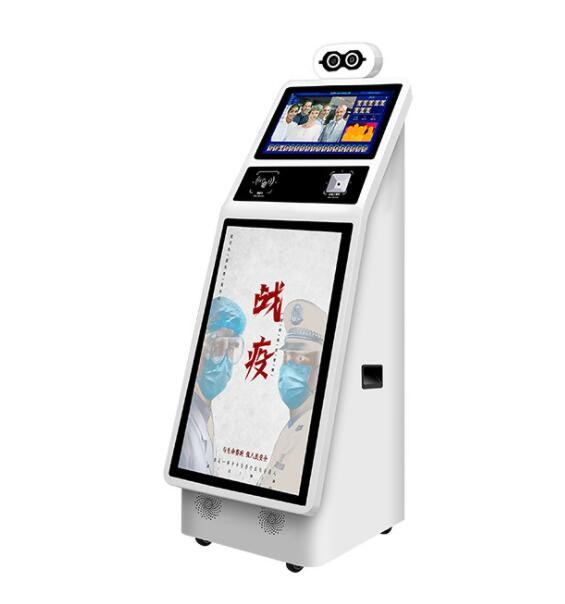 廠家直銷多人測溫?zé)岢上?智能人臉健康碼識別 測溫廣告門崗機(jī)器人