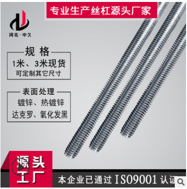 廠家直銷熱鍍鋅雙頭光伏m12鋼結(jié)構斜拉條直拉桿通絲 鍍鋅絲杠